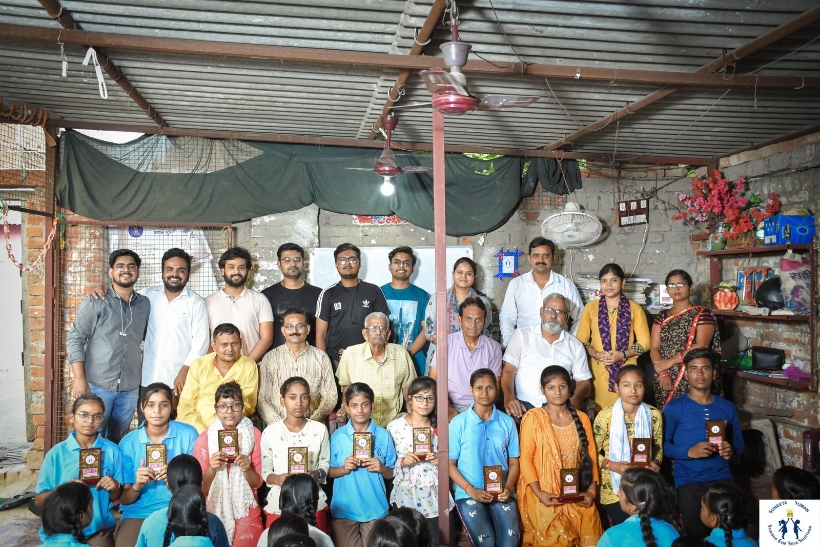 Children and volunteers of the foundation in Orai